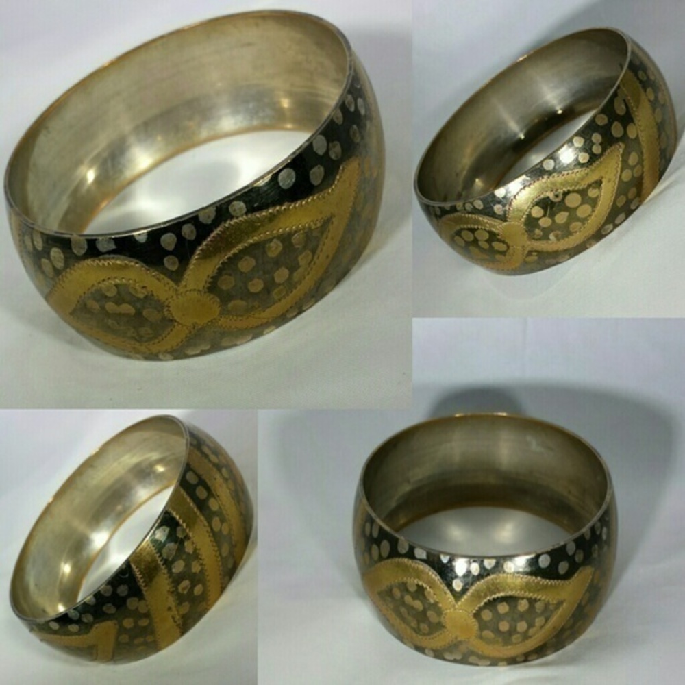 Vintage Good Vibes Chunky Bangle Bracelet